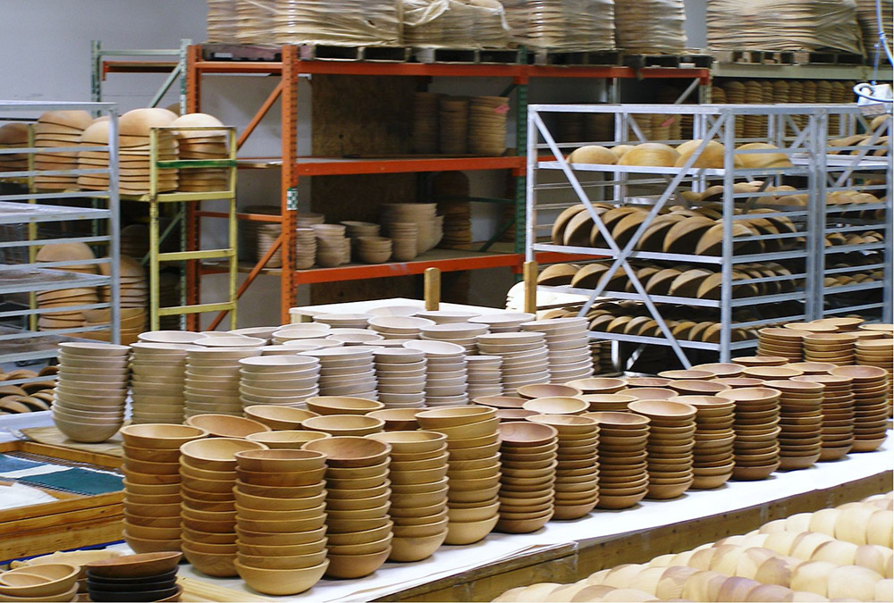 Wooden bowl production facility at the Holland Bowl Mill produces thousands of bowl every year. r. Bowls are perfect donor recognition gifts for nonprofits.