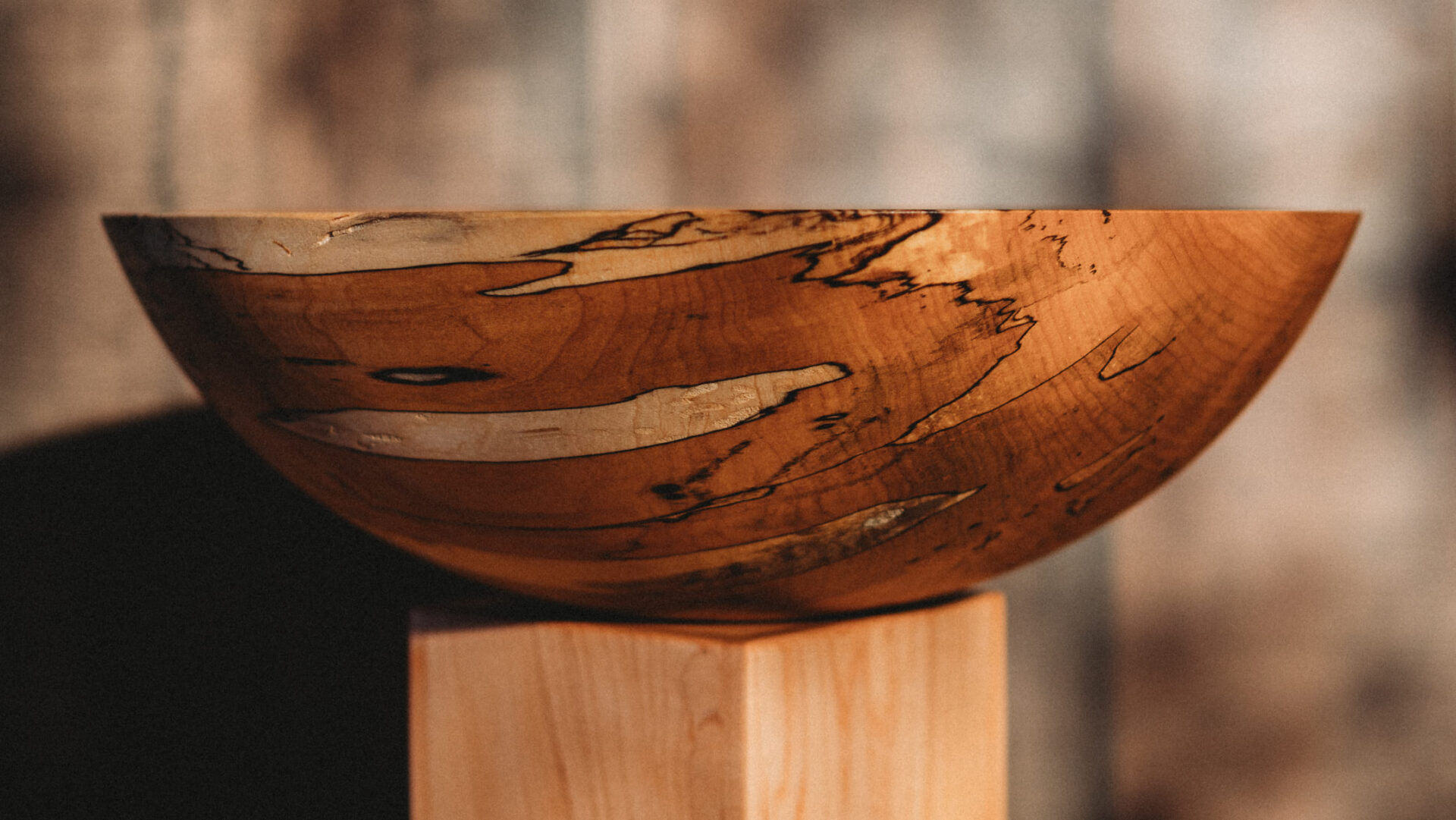 12-inch Spalted Maple Wooden Bowl - Image 3