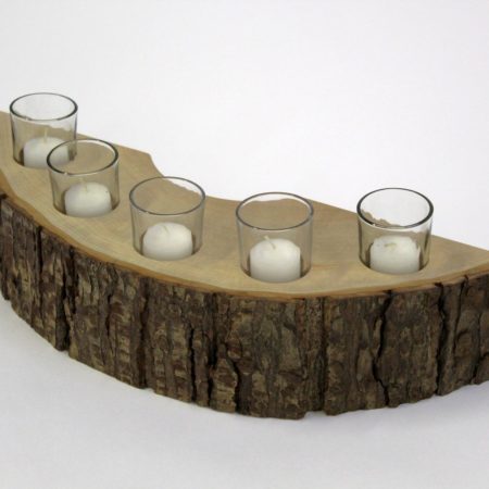 Holland Bowl Mill's 5 piece rustic wooden candle holder